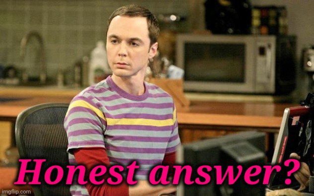 Sheldon Big Bang Theory  | Honest answer? | image tagged in sheldon big bang theory | made w/ Imgflip meme maker
