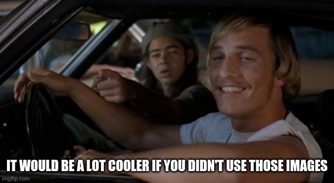 It'd Be A Lot Cooler If You Did | IT WOULD BE A LOT COOLER IF YOU DIDN'T USE THOSE IMAGES | image tagged in it'd be a lot cooler if you did | made w/ Imgflip meme maker