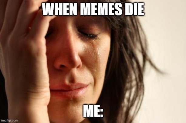 First World Problems Meme | WHEN MEMES DIE; ME: | image tagged in memes,first world problems | made w/ Imgflip meme maker