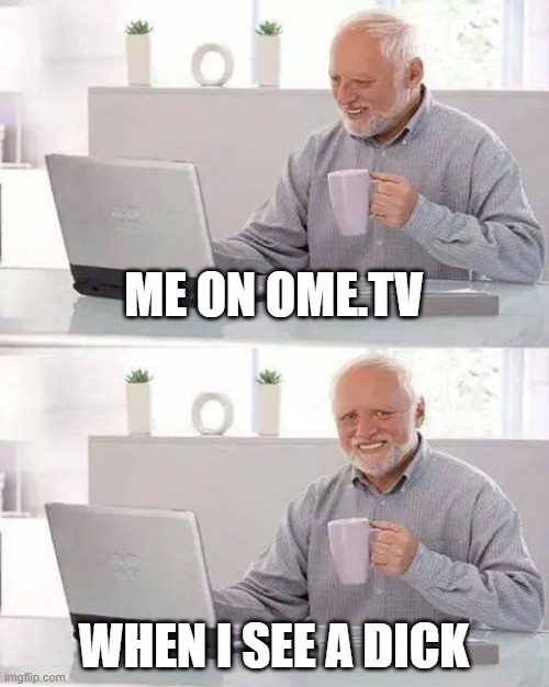 Why kids should not be on ome.tv | ME ON OME.TV; WHEN I SEE A DICK | image tagged in memes,hide the pain harold | made w/ Imgflip meme maker