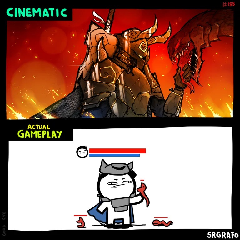 cinematic vs gameplay srgrafo Blank Meme Template
