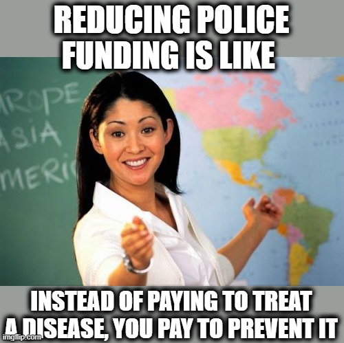 Defund the Police | REDUCING POLICE FUNDING IS LIKE; INSTEAD OF PAYING TO TREAT A DISEASE, YOU PAY TO PREVENT IT | image tagged in memes,patriotic,politics,police brutality,protest | made w/ Imgflip meme maker