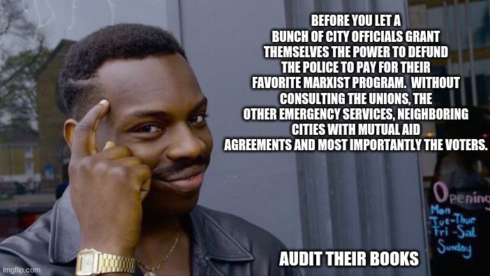 They are the peoples representatives , not rulers | BEFORE YOU LET A BUNCH OF CITY OFFICIALS GRANT THEMSELVES THE POWER TO DEFUND THE POLICE TO PAY FOR THEIR FAVORITE MARXIST PROGRAM.  WITHOUT CONSULTING THE UNIONS, THE OTHER EMERGENCY SERVICES, NEIGHBORING CITIES WITH MUTUAL AID AGREEMENTS AND MOST IMPORTANTLY THE VOTERS. AUDIT THEIR BOOKS | image tagged in memes,roll safe think about it,wh made them kings,let the voters decide,police or thug rule you can only pick one,fire the city | made w/ Imgflip meme maker