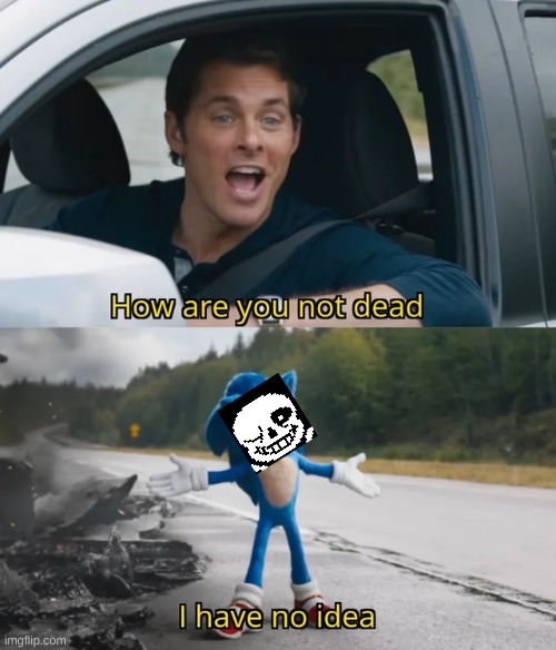 Sans is not dead | image tagged in sonic i have no idea | made w/ Imgflip meme maker