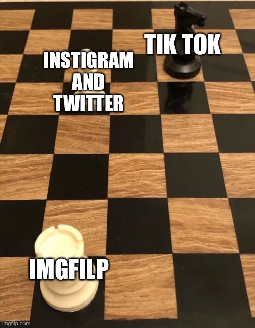 Chess Knight Pawn Rook | TIK TOK; INSTIGRAM AND TWITTER; IMGFILP | image tagged in chess knight pawn rook | made w/ Imgflip meme maker