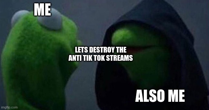 Lets do this whos with me? | ME; LETS DESTROY THE ANTI TIK TOK STREAMS; ALSO ME | image tagged in me and also me | made w/ Imgflip meme maker