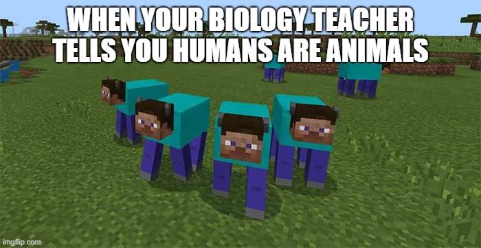 me and the boys | WHEN YOUR BIOLOGY TEACHER TELLS YOU HUMANS ARE ANIMALS | image tagged in me and the boys | made w/ Imgflip meme maker
