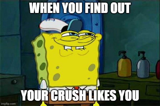 Don't You Squidward | WHEN YOU FIND OUT; YOUR CRUSH LIKES YOU | image tagged in memes,don't you squidward | made w/ Imgflip meme maker