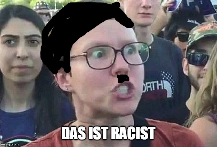 Triggered Liberal | DAS IST RACIST | image tagged in triggered liberal | made w/ Imgflip meme maker