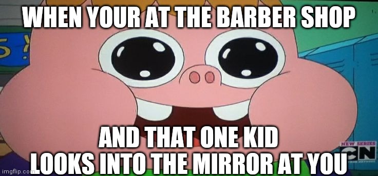 Funny | WHEN YOUR AT THE BARBER SHOP; AND THAT ONE KID LOOKS INTO THE MIRROR AT YOU | image tagged in funny memes | made w/ Imgflip meme maker