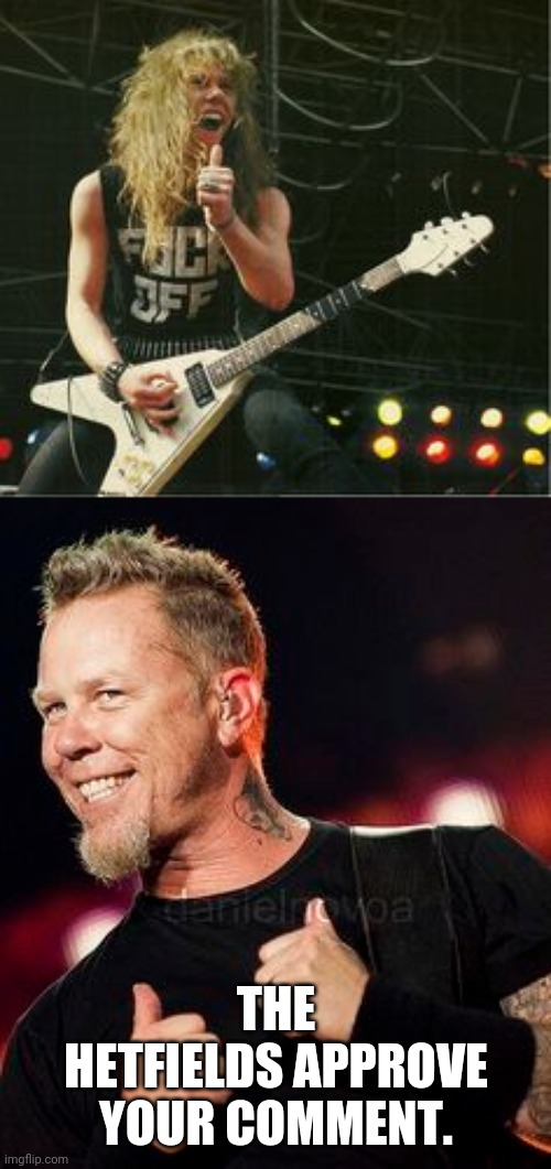 THE HETFIELDS APPROVE YOUR COMMENT. | made w/ Imgflip meme maker