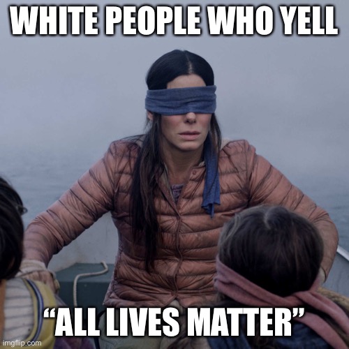 Blind mice | WHITE PEOPLE WHO YELL; “ALL LIVES MATTER” | image tagged in memes,bird box | made w/ Imgflip meme maker