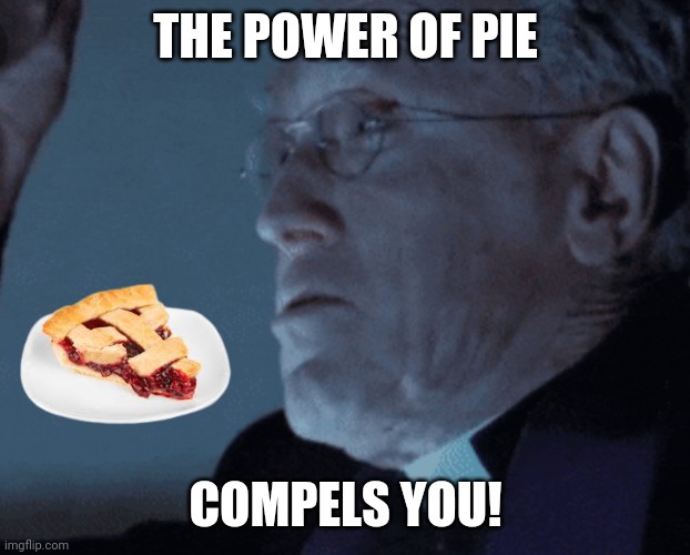 Power of Pie | THE POWER OF PIE; COMPELS YOU! | image tagged in the power of pie | made w/ Imgflip meme maker