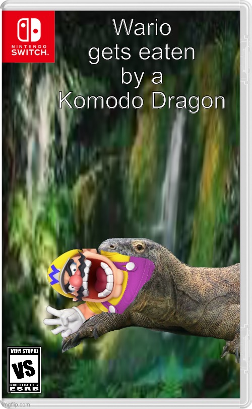 Rip wario | Wario gets eaten by a Komodo Dragon | made w/ Imgflip meme maker