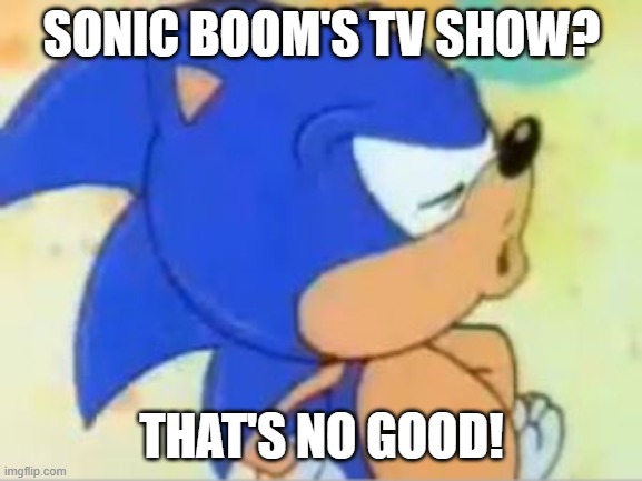 sonic that's no good | SONIC BOOM'S TV SHOW? THAT'S NO GOOD! | image tagged in sonic that's no good | made w/ Imgflip meme maker