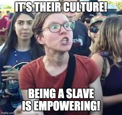 IT'S THEIR CULTURE! BEING A SLAVE IS EMPOWERING! | made w/ Imgflip meme maker
