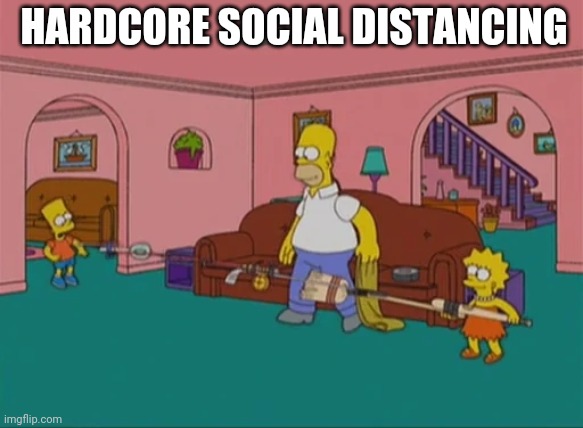 Lisa Simpson: Extreme Social distancing | HARDCORE SOCIAL DISTANCING | image tagged in simpsons,the simpsons,bart simpson,lisa simpson | made w/ Imgflip meme maker