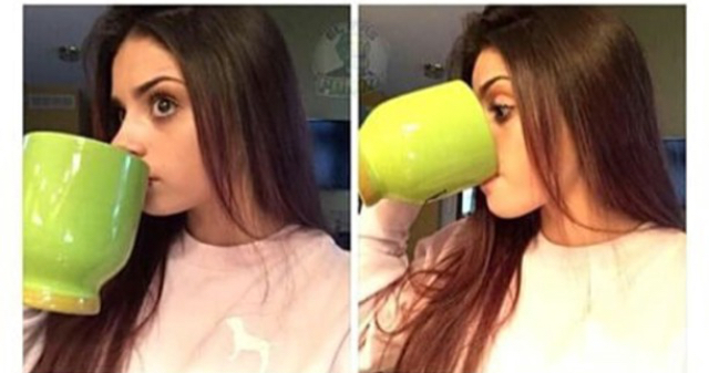 Girl Drinking Coffee Blank Meme Template