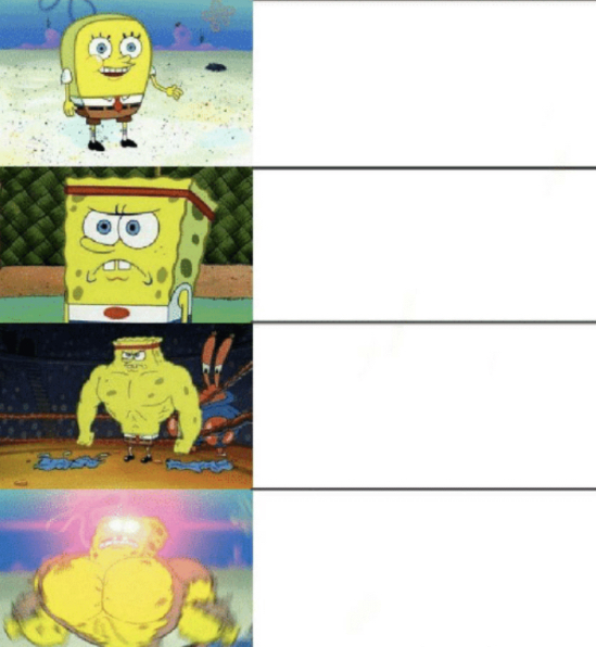 4 panel buff sponge bob Blank Meme Template