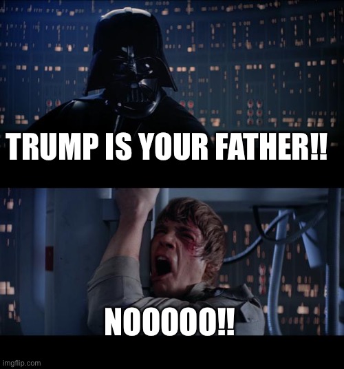 Star Wars No | TRUMP IS YOUR FATHER!! NOOOOO!! | image tagged in memes,star wars no | made w/ Imgflip meme maker