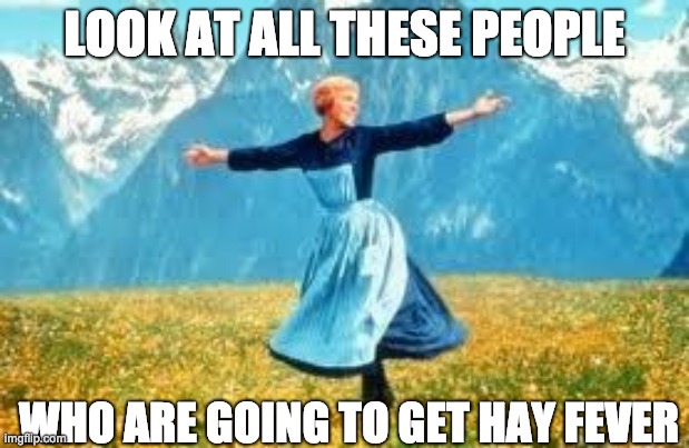 Look At All These | LOOK AT ALL THESE PEOPLE; WHO ARE GOING TO GET HAY FEVER | image tagged in memes,look at all these | made w/ Imgflip meme maker