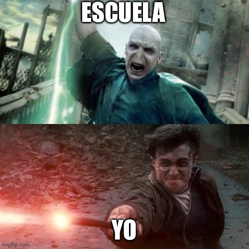 Harry Potter meme | ESCUELA; YO | image tagged in harry potter meme | made w/ Imgflip meme maker