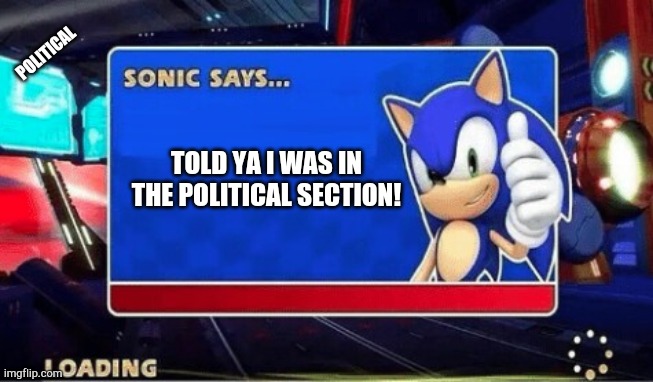 Sonic Says | POLITICAL; TOLD YA I WAS IN THE POLITICAL SECTION! | image tagged in sonic says,political meme,funny meme,sonic the hedgehog,oops,stop reading the tags | made w/ Imgflip meme maker
