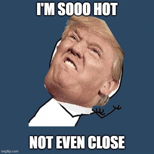 I'M SOOO HOT; NOT EVEN CLOSE | image tagged in donald trump is an idiot | made w/ Imgflip meme maker