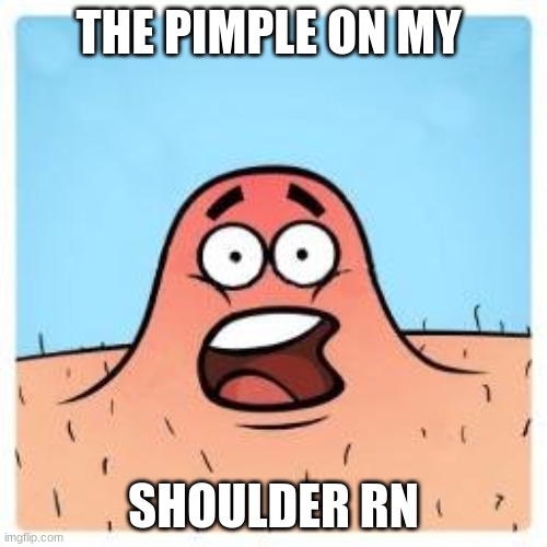 cant even explain how annoying this is |  THE PIMPLE ON MY; SHOULDER RN | image tagged in pimple | made w/ Imgflip meme maker