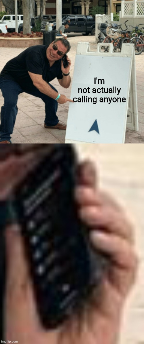 I'm not actually calling anyone | image tagged in phil swift pointing at sign,phil swift sign | made w/ Imgflip meme maker