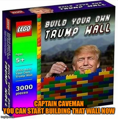 Trump Build a Wall | CAPTAIN CAVEMAN
YOU CAN START BUILDING THAT WALL NOW | image tagged in trump build a wall | made w/ Imgflip meme maker