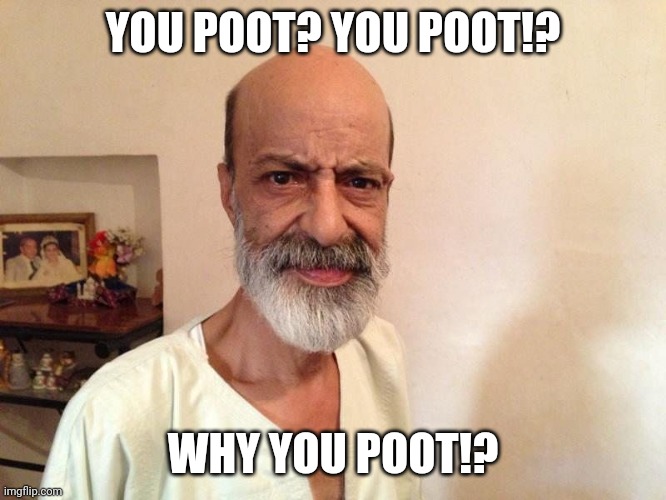 Yeah, why you poot? | YOU POOT? YOU POOT!? WHY YOU POOT!? | image tagged in tah tah 5/5 55 | made w/ Imgflip meme maker