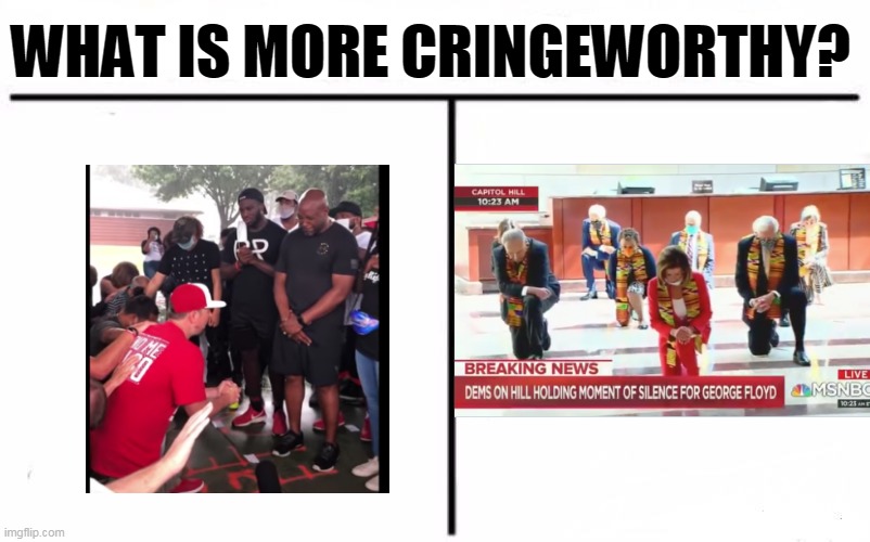 THEY ARE BOTH EMBARRASSING | WHAT IS MORE CRINGEWORTHY? | image tagged in who would win blank,memes,democrats,liberal logic | made w/ Imgflip meme maker