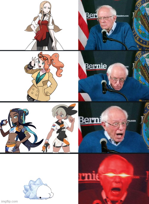 the real beauty | image tagged in bernie sanders reaction nuked,pokemon,pokemon sword and shield | made w/ Imgflip meme maker