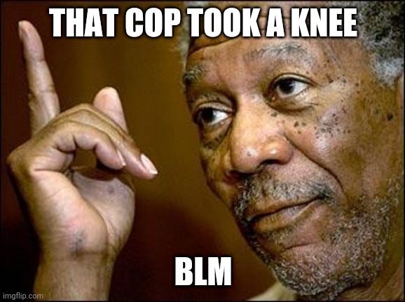 This Morgan Freeman | THAT COP TOOK A KNEE BLM | image tagged in this morgan freeman | made w/ Imgflip meme maker