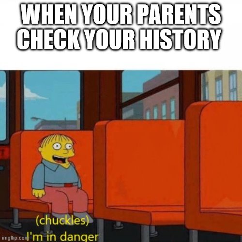 Chuckles, I’m in danger | WHEN YOUR PARENTS CHECK YOUR HISTORY | image tagged in chuckles im in danger | made w/ Imgflip meme maker