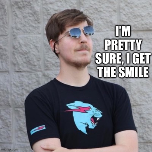 Mr. Beast | I’M PRETTY SURE, I GET THE SMILE | image tagged in mr beast | made w/ Imgflip meme maker