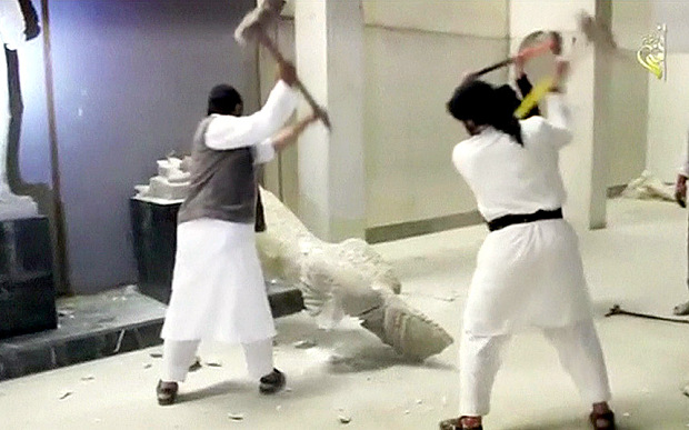 High Quality Taliban Destroying Historical Artifacts Blank Meme Template