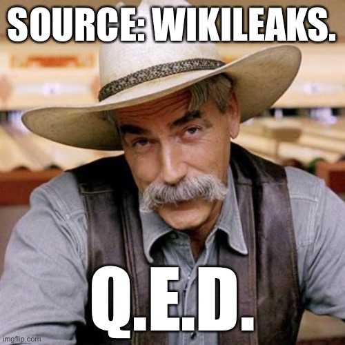 When they cite Wikileaks, which has unfortunately pretty much just become an arm of Russian propaganda. | SOURCE: WIKILEAKS. Q.E.D. | image tagged in sarcasm cowboy,propaganda,russian,wikileaks,julian assange,fake news | made w/ Imgflip meme maker