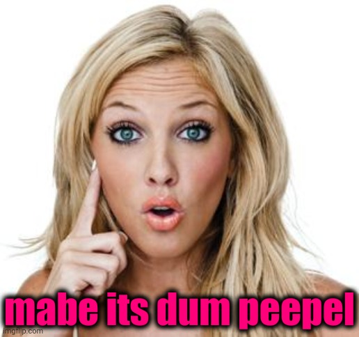 Dumb blonde | mabe its dum peepel | image tagged in dumb blonde | made w/ Imgflip meme maker