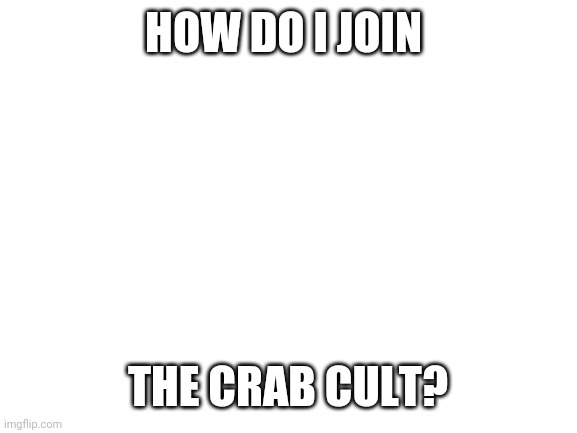 Blank White Template | HOW DO I JOIN; THE CRAB CULT? | image tagged in blank white template | made w/ Imgflip meme maker
