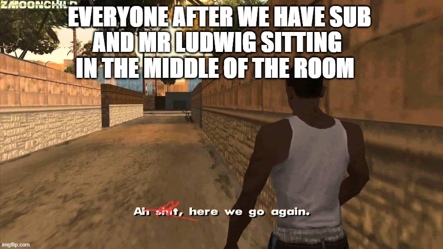 Here we go again | EVERYONE AFTER WE HAVE SUB; AND MR LUDWIG SITTING IN THE MIDDLE OF THE ROOM | image tagged in here we go again | made w/ Imgflip meme maker