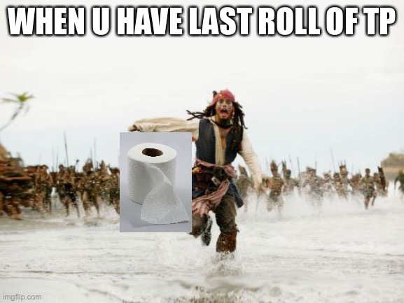 The last roll | WHEN U HAVE LAST ROLL OF TP | image tagged in memes,jack sparrow being chased | made w/ Imgflip meme maker