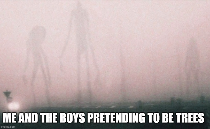 Don't worry, it's just 3 trees... | ME AND THE BOYS PRETENDING TO BE TREES | image tagged in 3 unsettling entities,trees,me and the boys,memes,funny | made w/ Imgflip meme maker