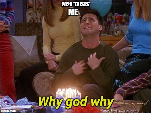 Why god why | 2020 *EXISTS*; ME | image tagged in why god why | made w/ Imgflip meme maker