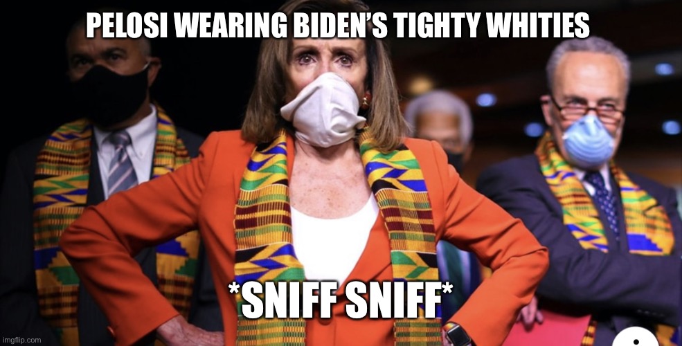 Deep State, Pelosi | PELOSI WEARING BIDEN’S TIGHTY WHITIES; *SNIFF SNIFF* | image tagged in deep state | made w/ Imgflip meme maker