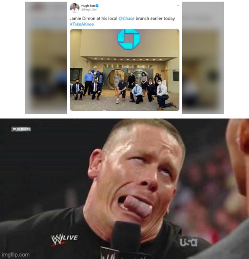 Nancy Pelosi has some new competition | image tagged in john cena cringe-face,virtue signalling,kneeling,chase | made w/ Imgflip meme maker