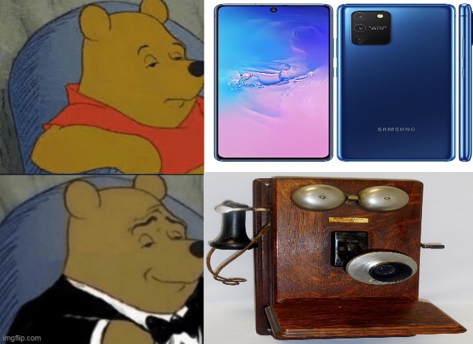 tuxedo winned phone | image tagged in memes,tuxedo winnie the pooh,funny,phone,old phone,mobile phone | made w/ Imgflip meme maker
