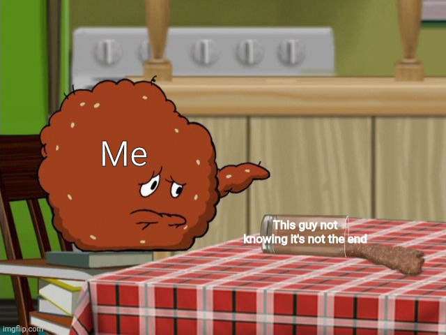 Crying Meatwad | Me This guy not knowing it's not the end | image tagged in crying meatwad | made w/ Imgflip meme maker