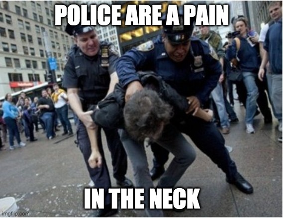 Pain in the neck | POLICE ARE A PAIN; IN THE NECK | image tagged in police brutality | made w/ Imgflip meme maker